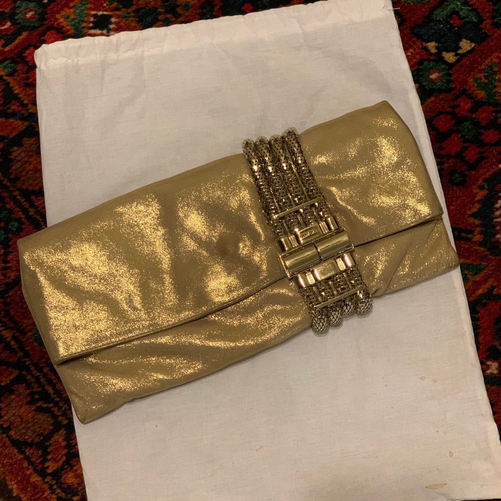 JIMMY CHOO SANDRA METAL MEASH CLUTCH! Like NEW!